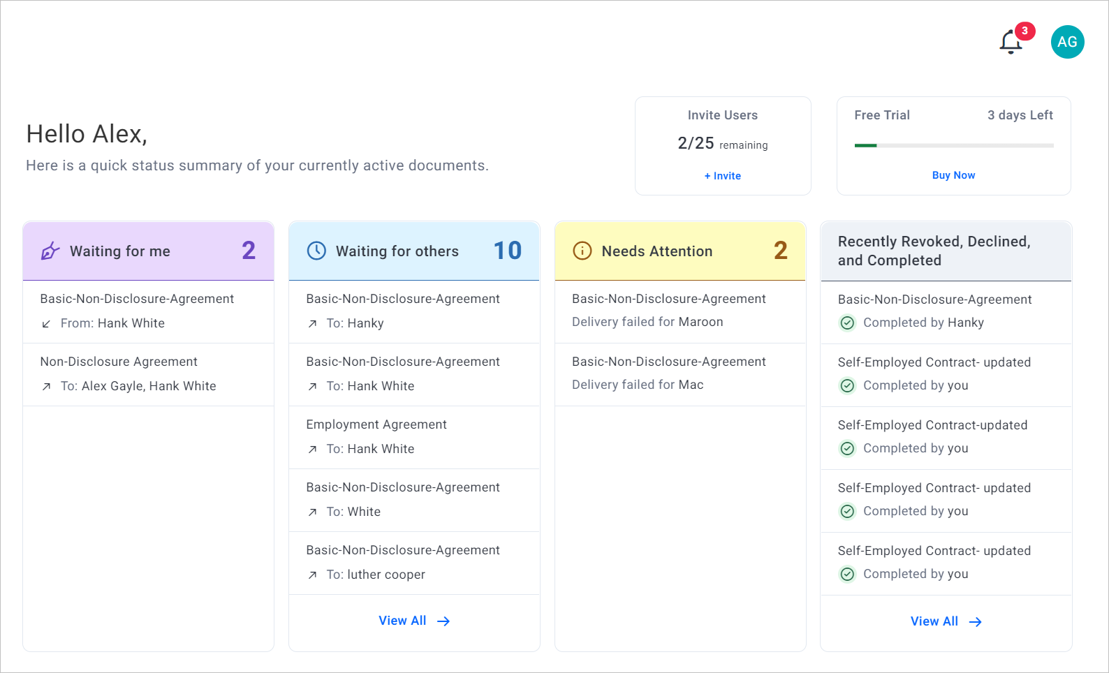 BoldSign App Dashboard
