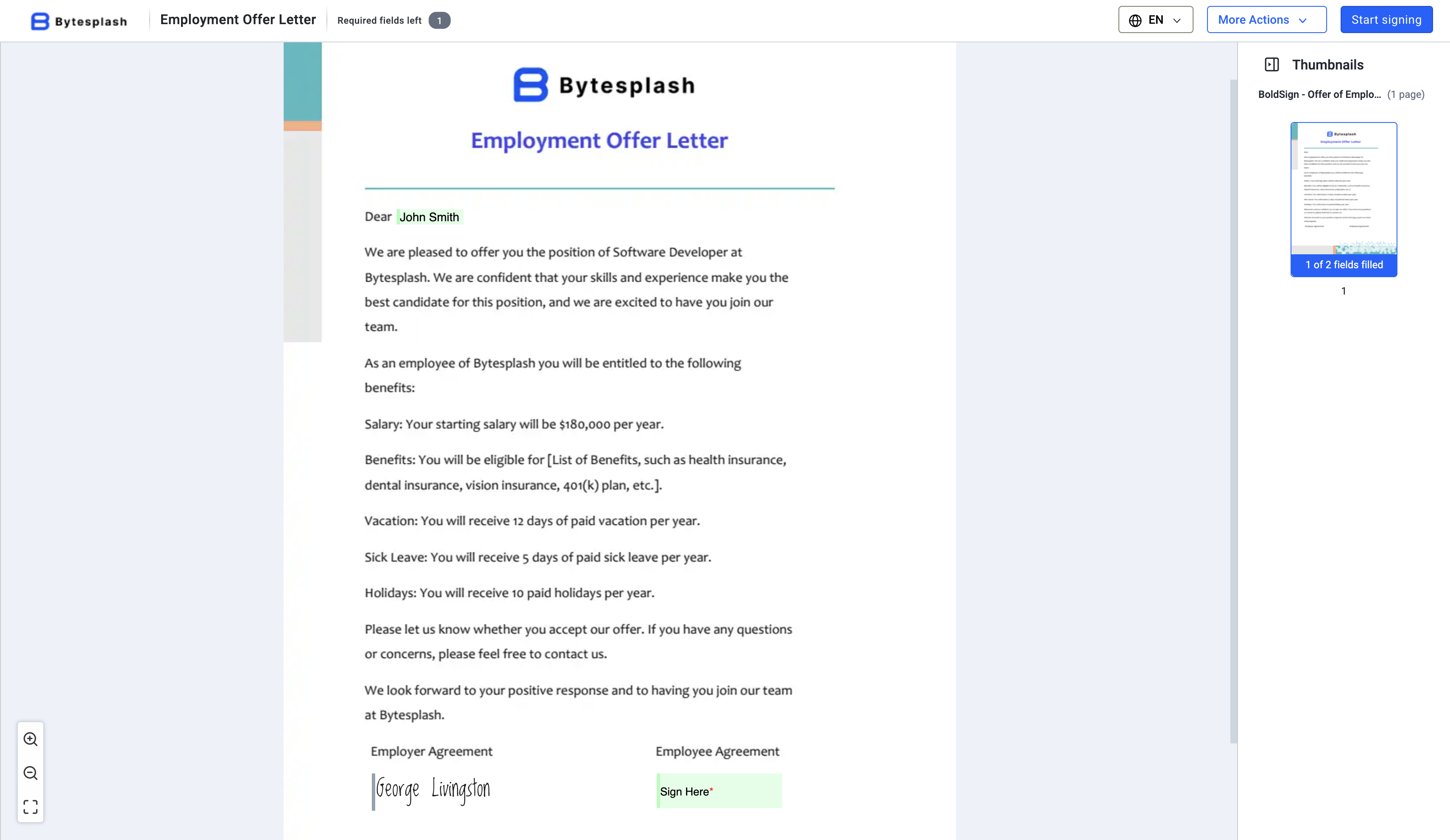 Signup Page for Bytesplash customers