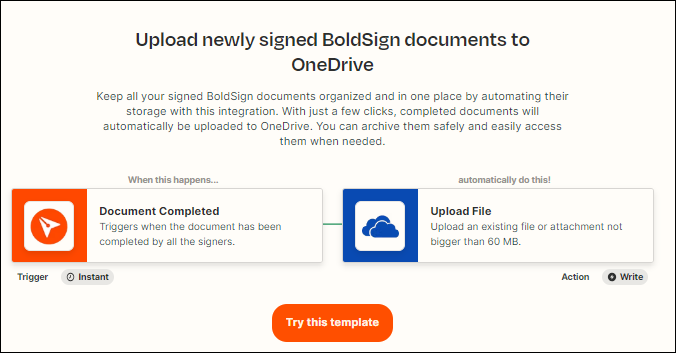 BoldSign with OneDrive