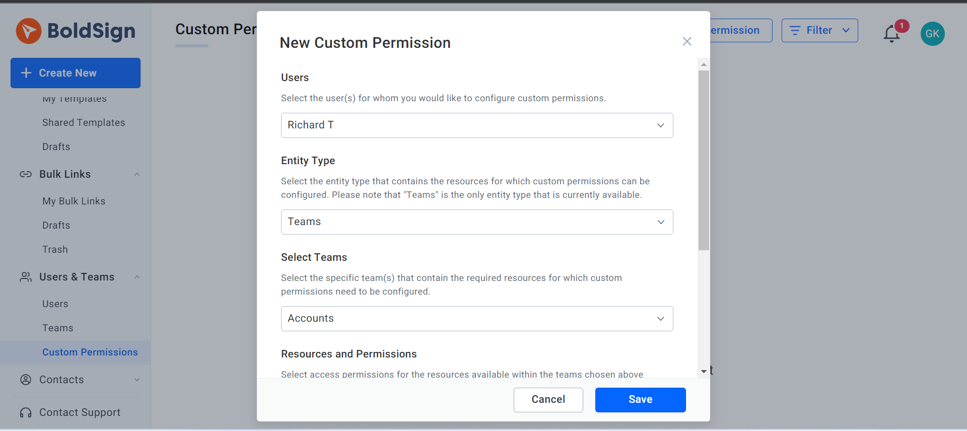New Custom Permission
