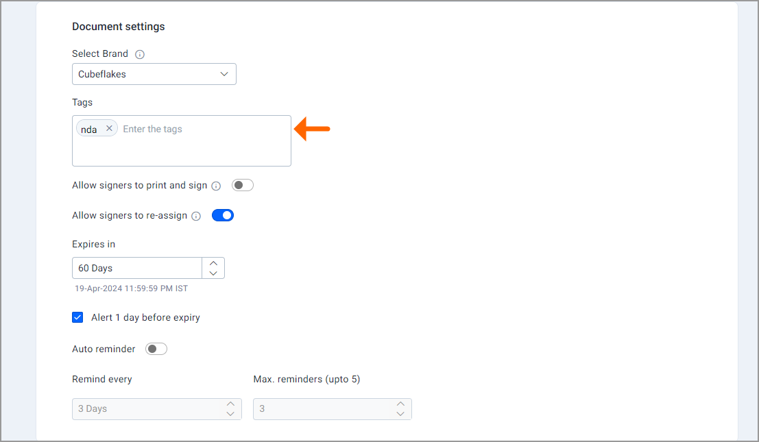 Add/remove tag option