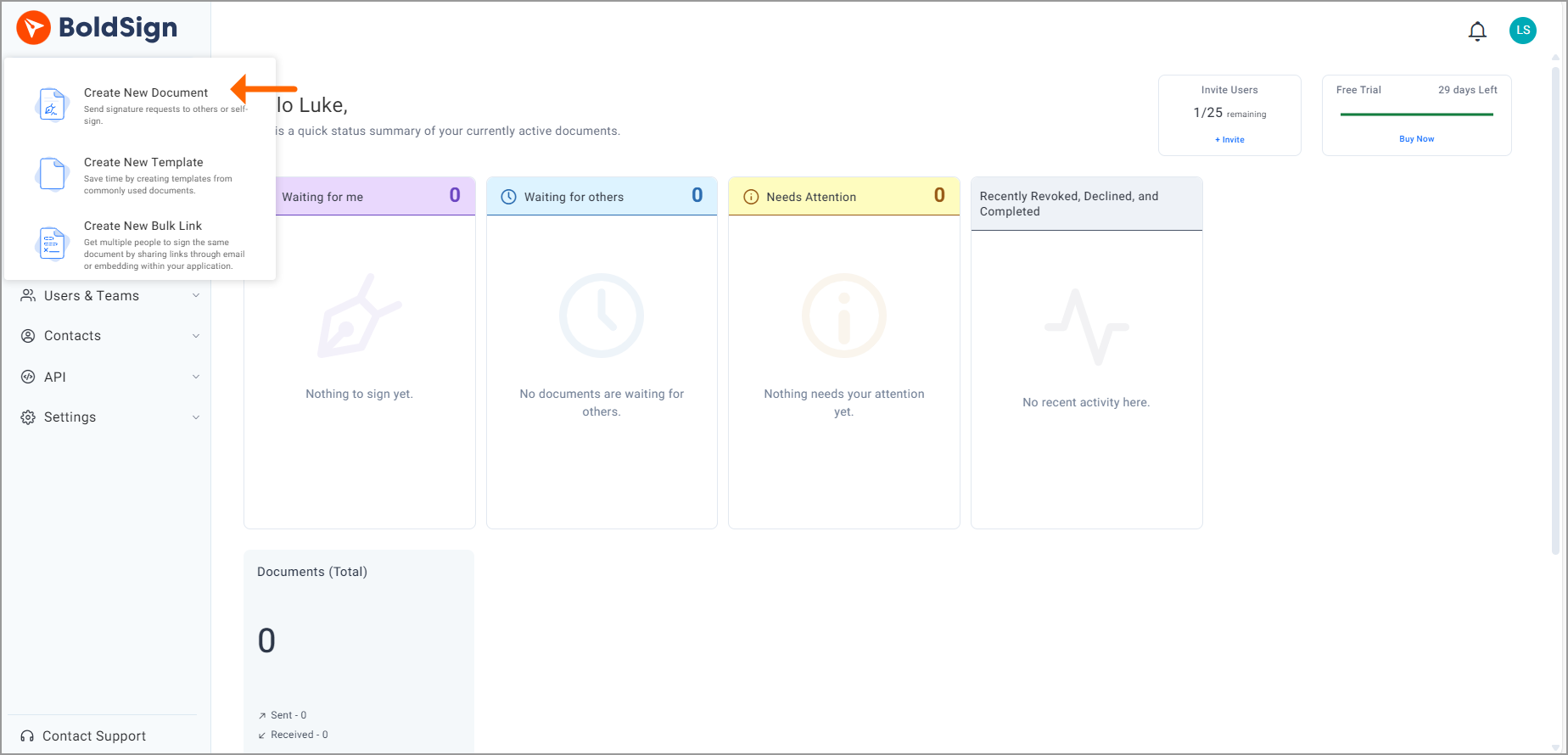Send your first document out for eSignature
