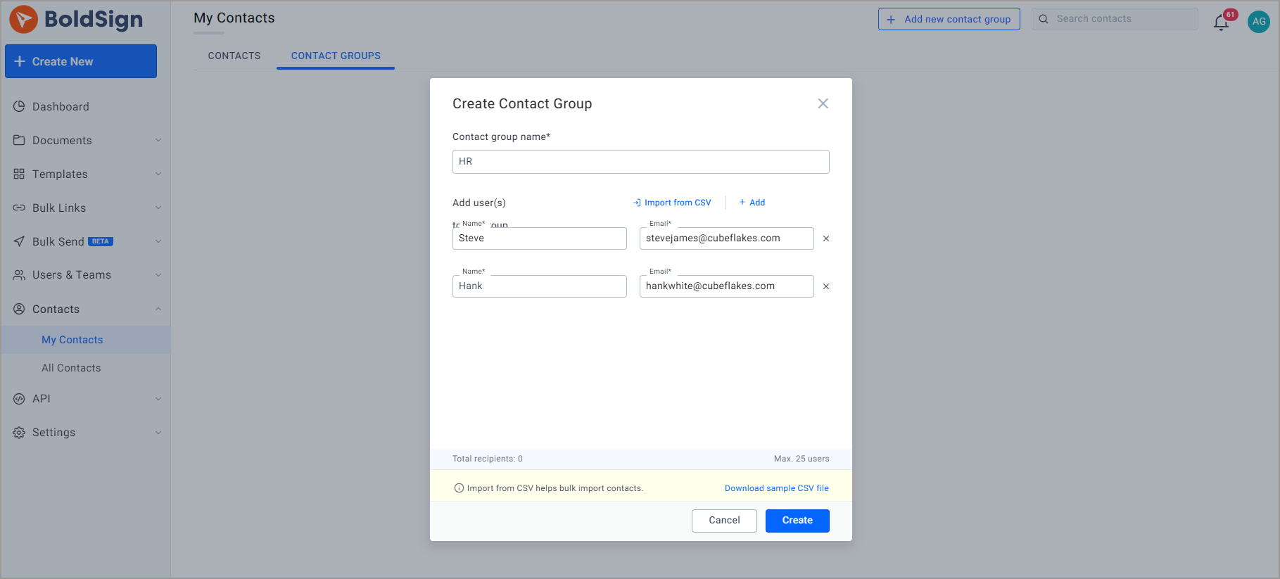 Create contact group