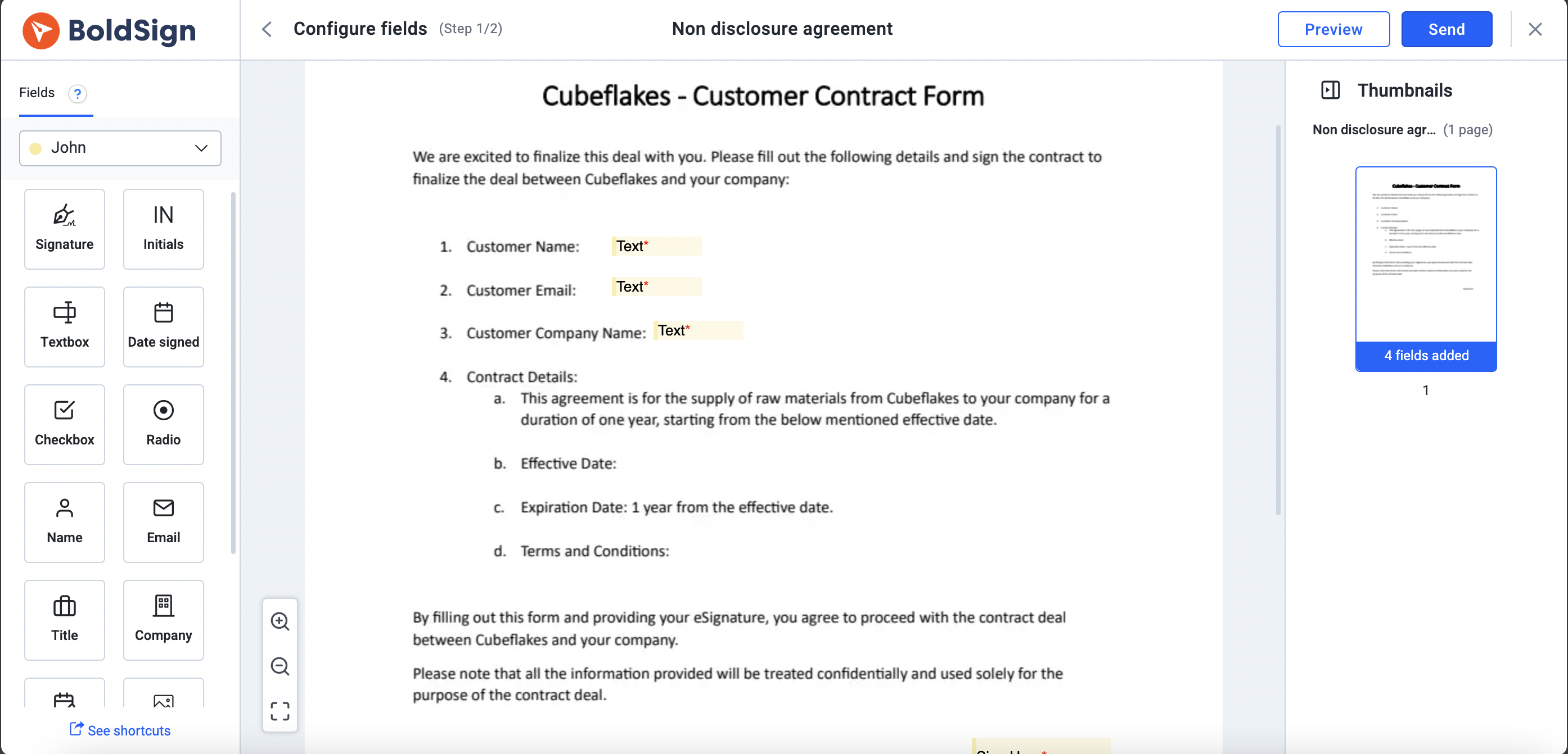 Configure fields