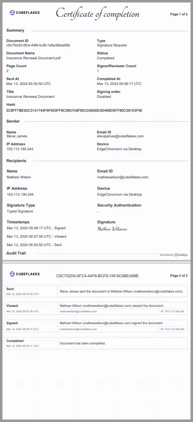 Audit trail document
