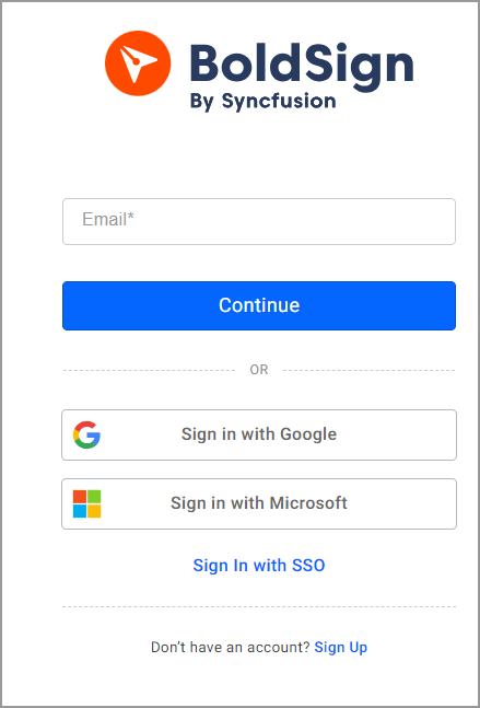 BoldSign login page