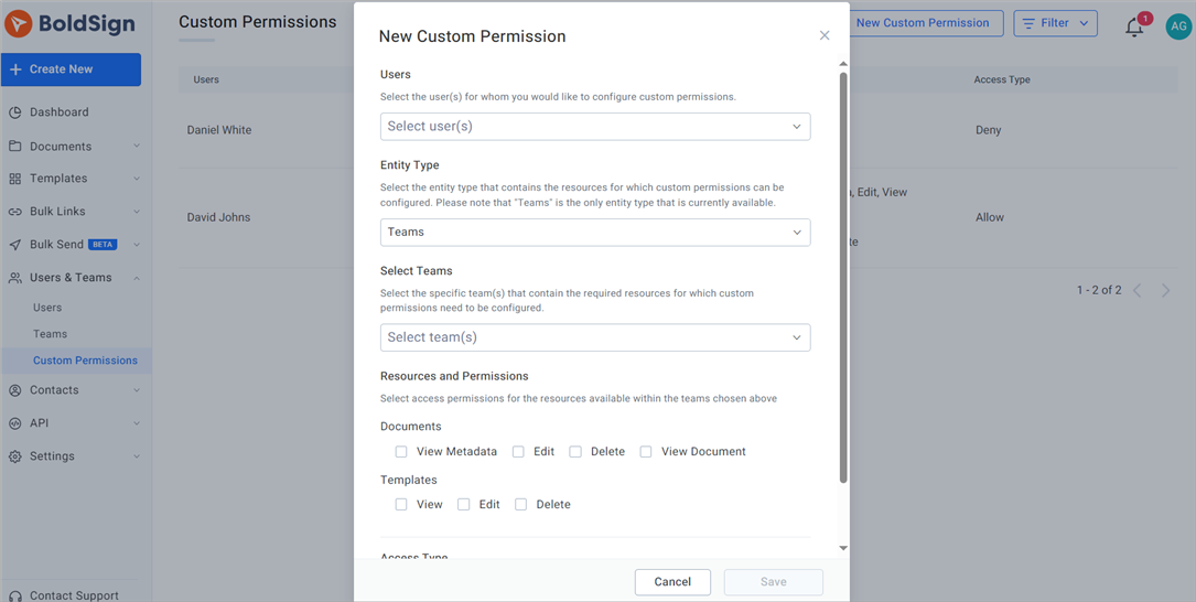 Create custom permissions