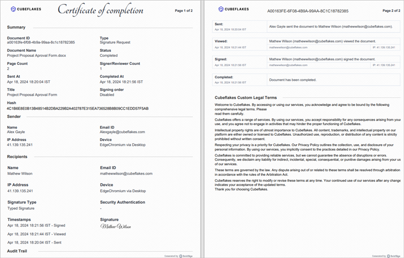 Audit trail document