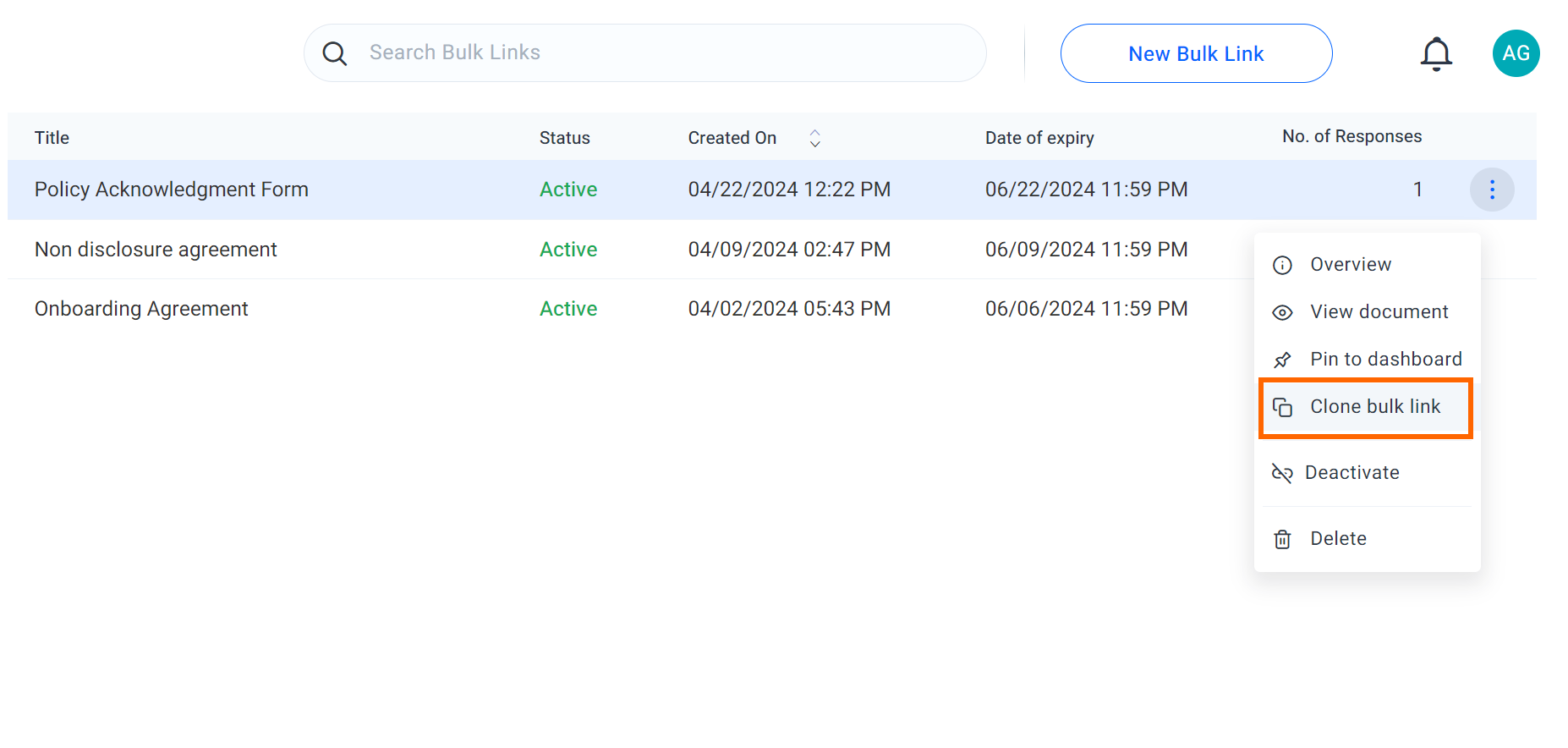 clone bulk link