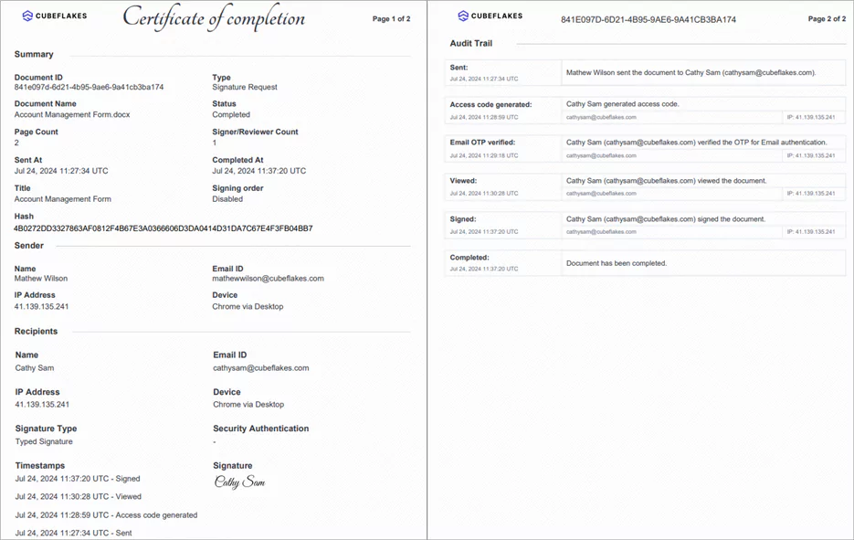 Audit trail