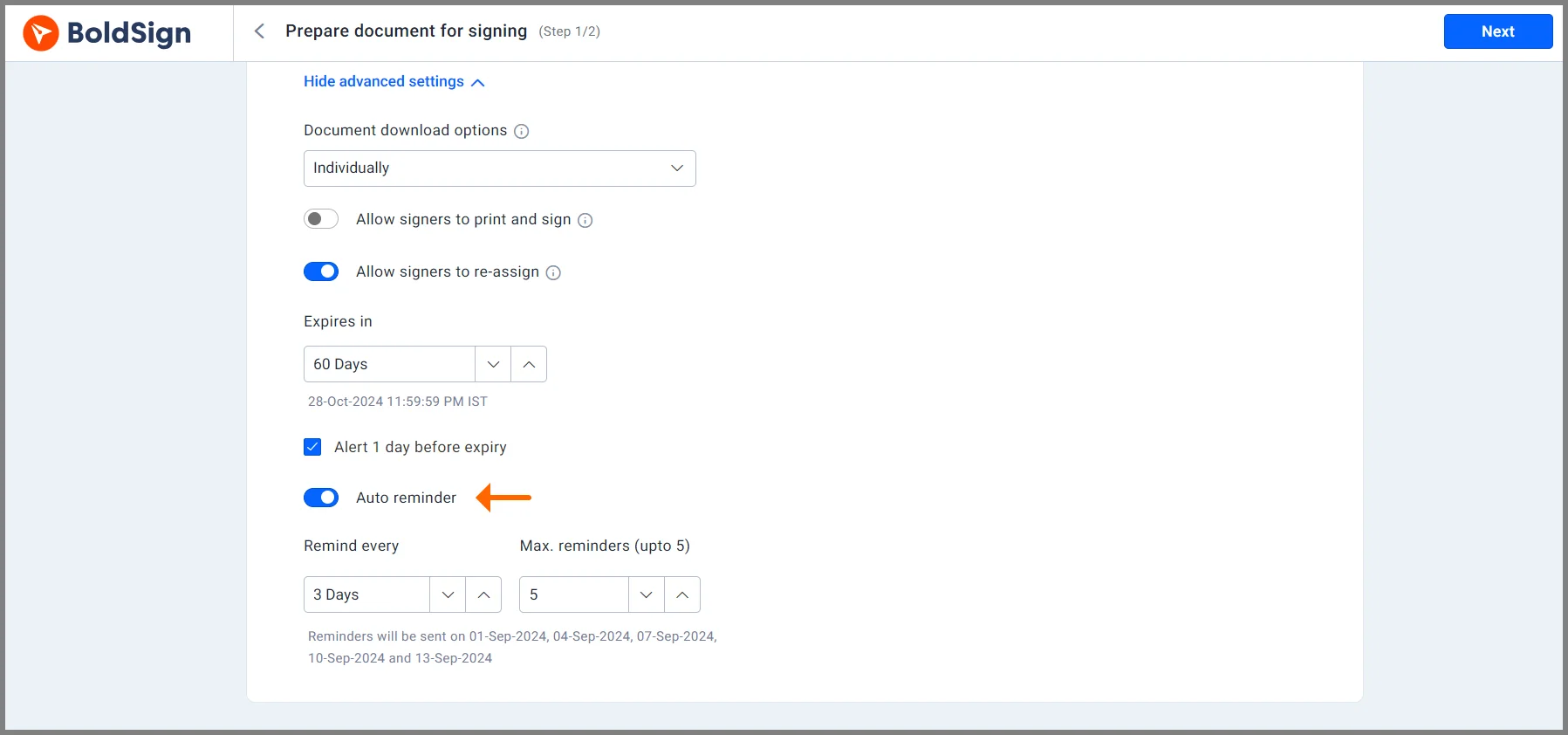 Automated reminders