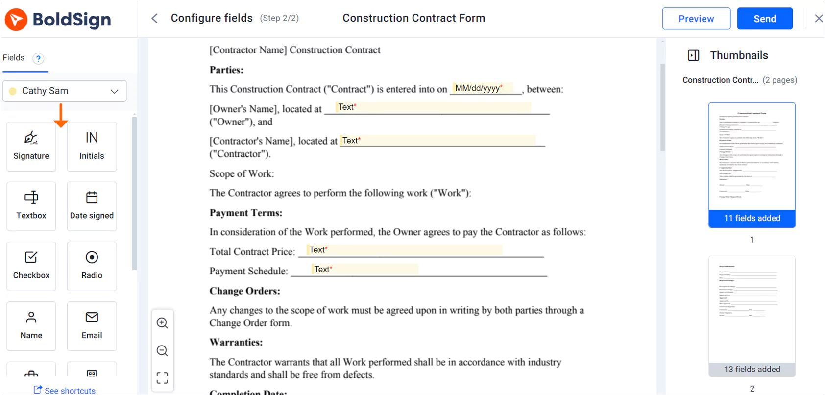 Form fields