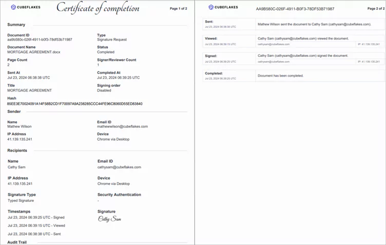 Audit trail document