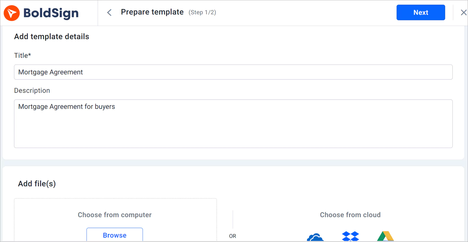 Prepare templates page