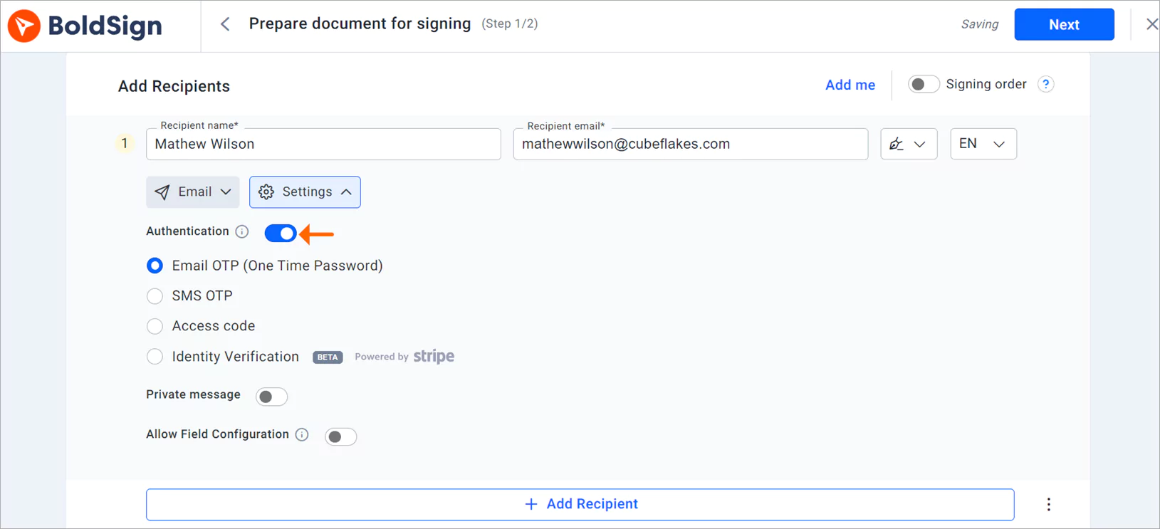 Authentication methods