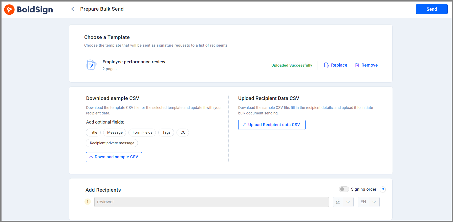 Bulk link creation page