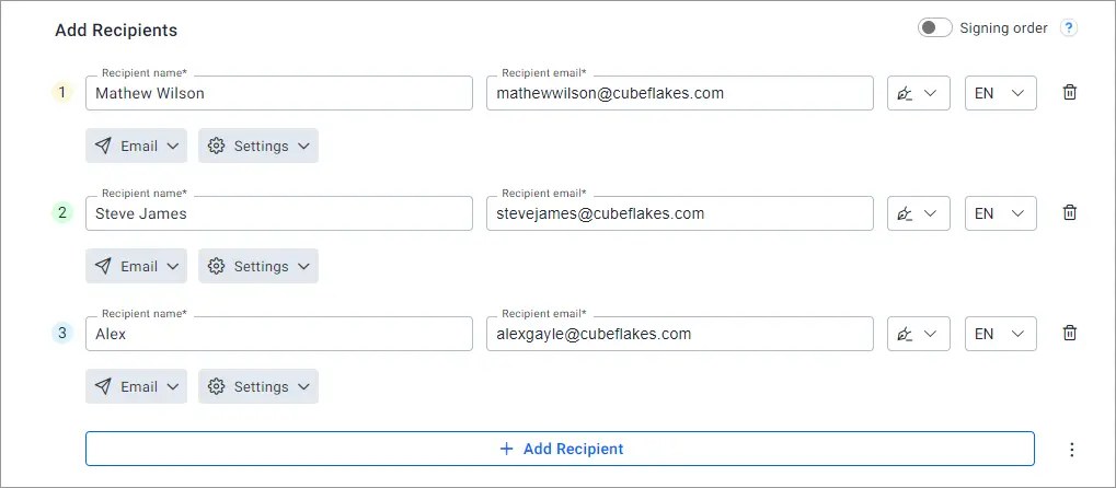 Add recipient