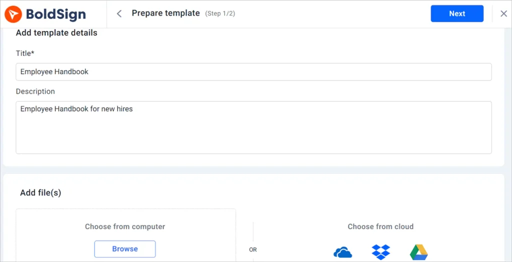 Prepare template page