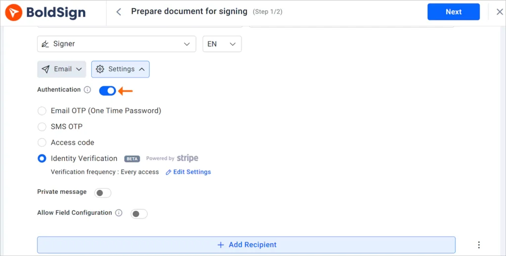 Signer authentications