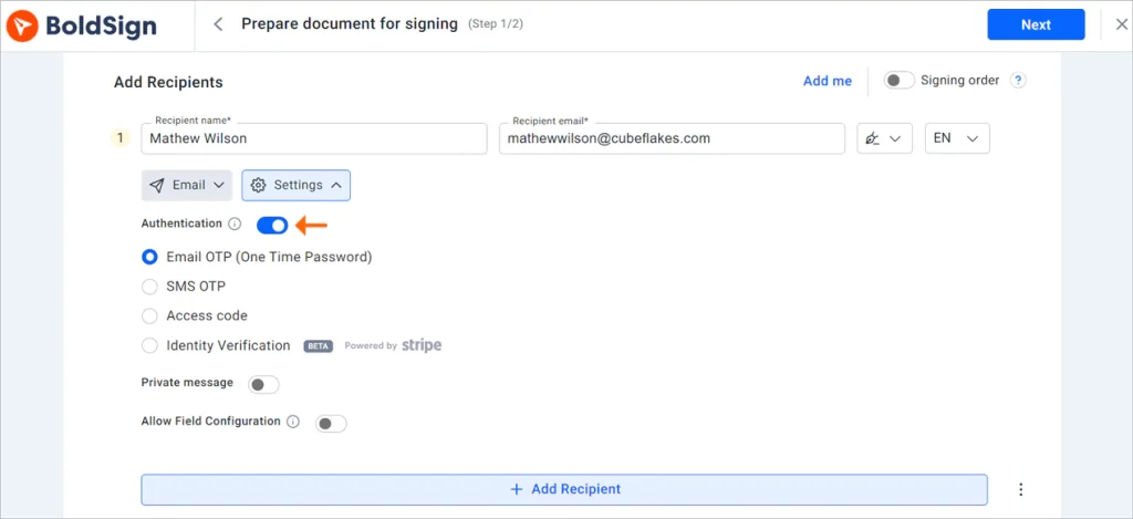 Signer Authentication