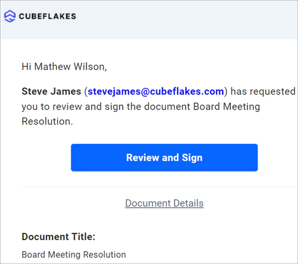 Review and Sign link