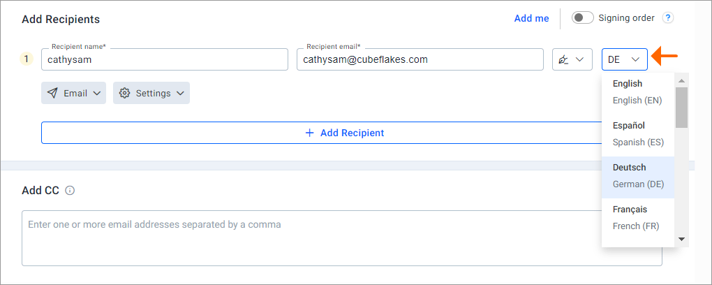 compliance-language-selection
