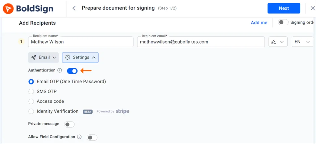 Authentication methods