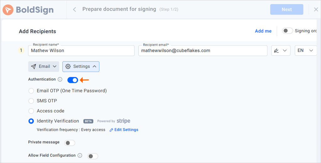Authentication methods