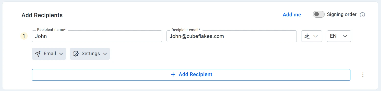 Add single email recipient