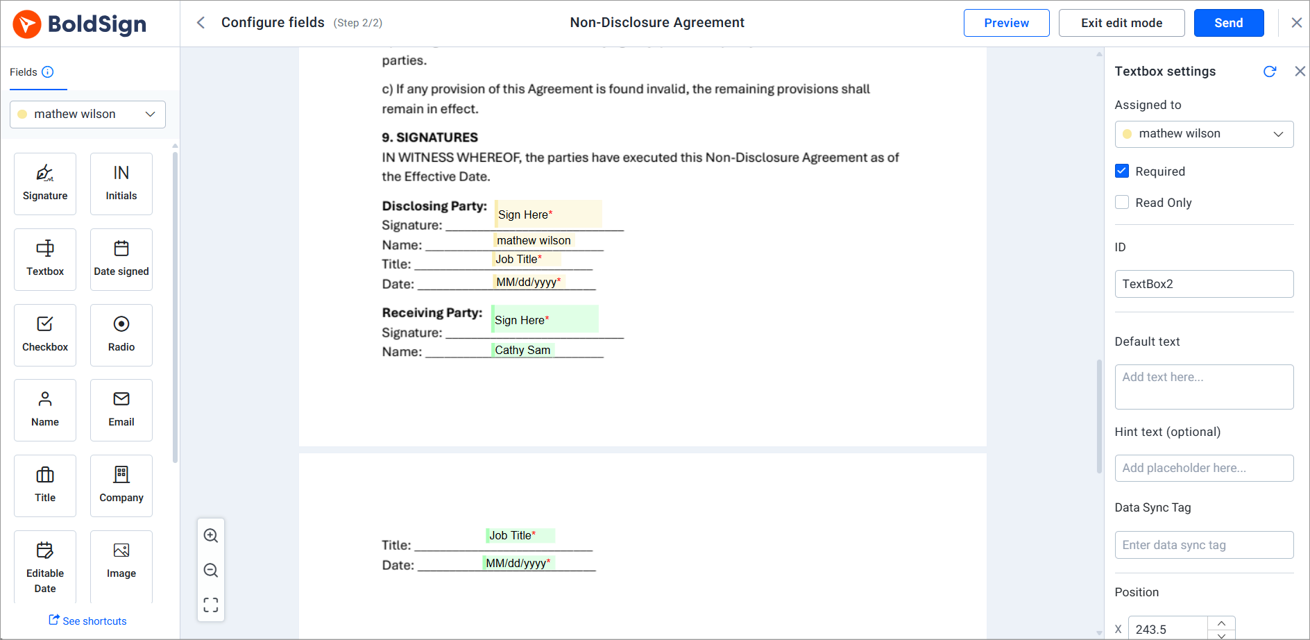 Configure fields
