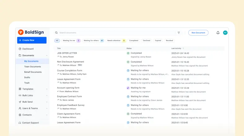 BoldSign Self-Help Demo for a Quick eSignature Guide - BoldSign