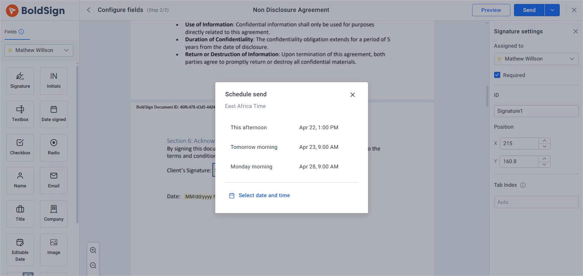 Select Date and Time