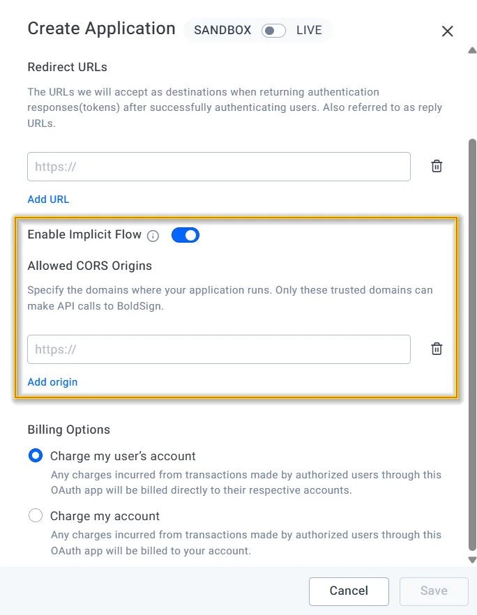 Create OAuth dialog to register an app
