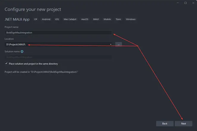 Configure new project