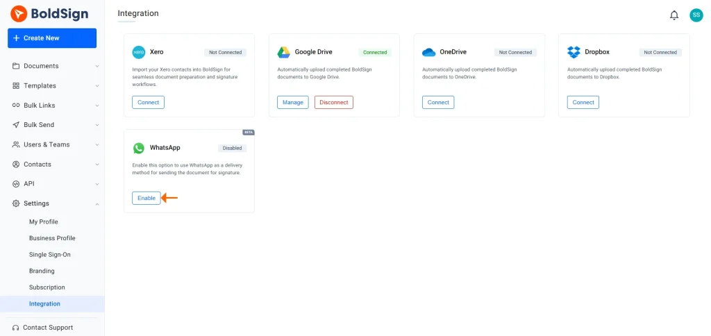 Enable WhatsApp
