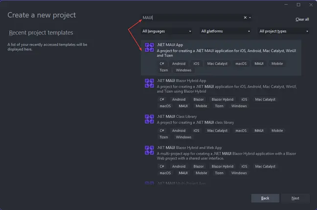 Setting up a MAUI application