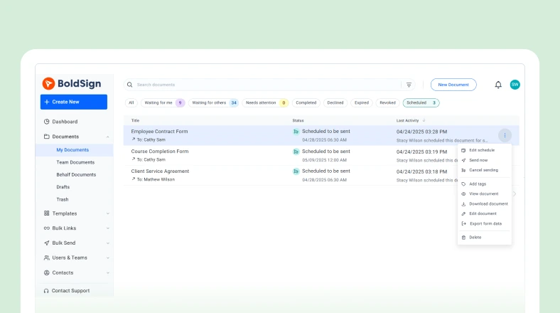 BoldSign Self-Help Demo for a Quick eSignature Guide - BoldSign