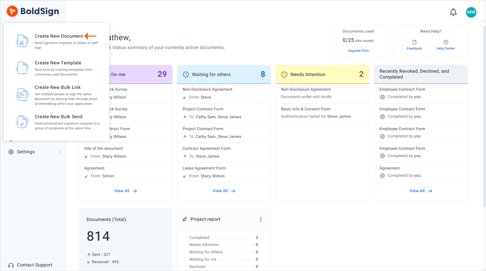 Create New Document Option
