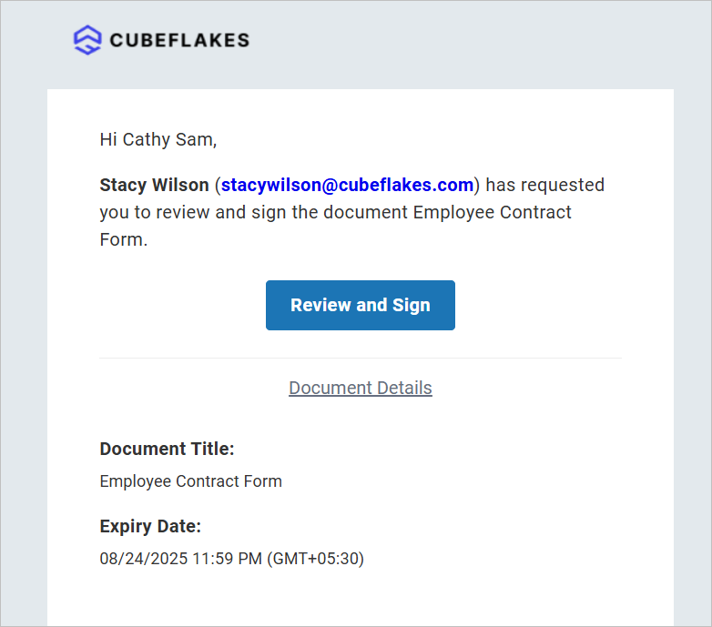 Signature request email