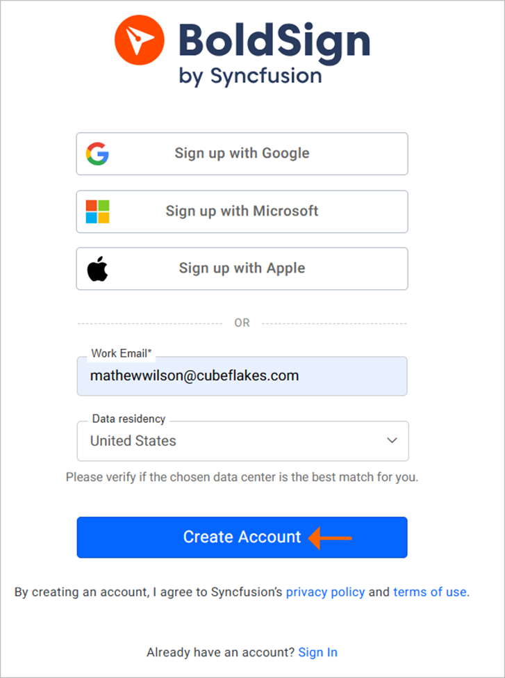 Create a new account