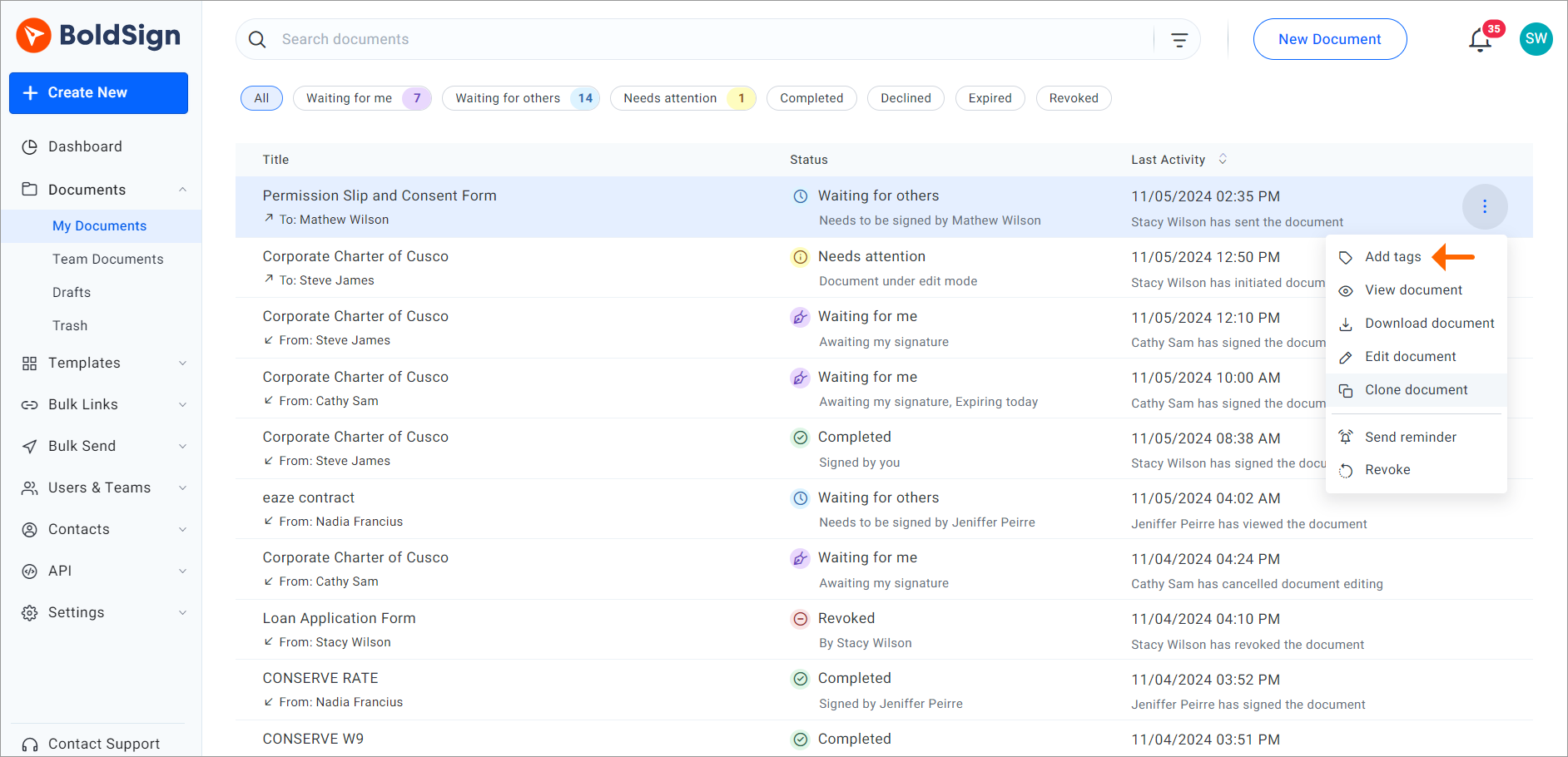 Document organization and retrieval