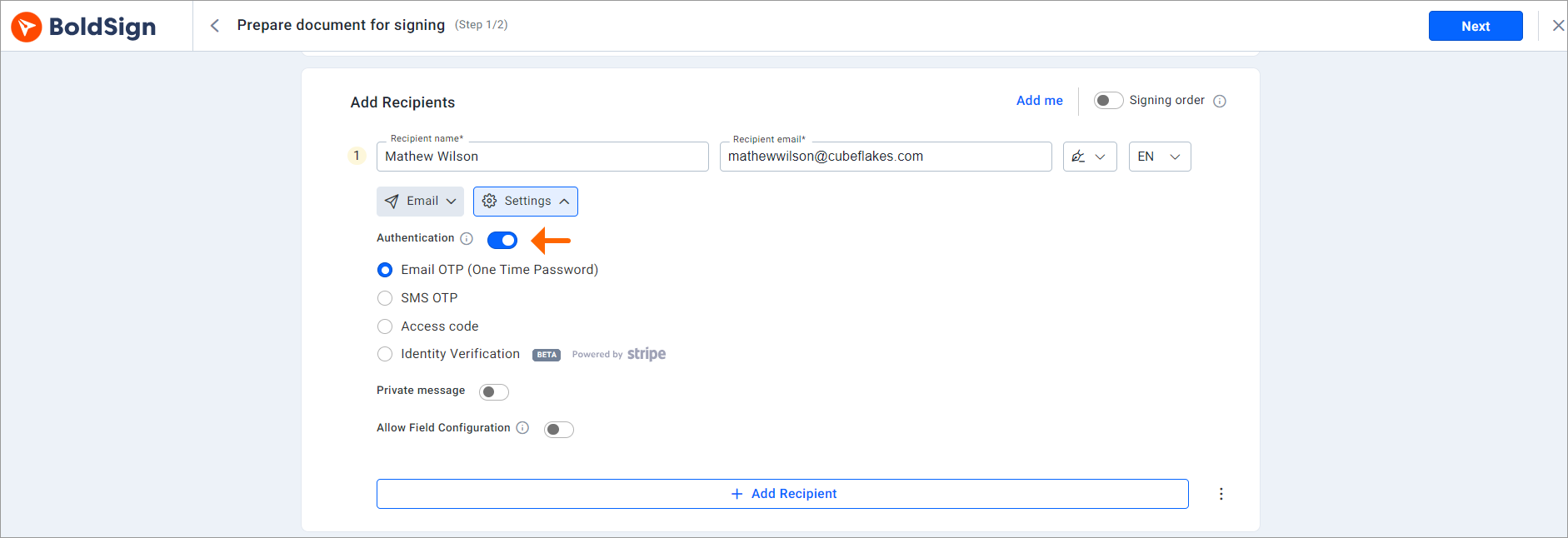 Secure signer authentication
